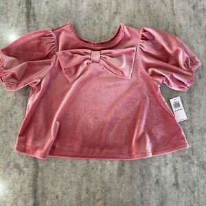 Old Navy Pink Velvet Blouse with Puff Sleeves Size 3T